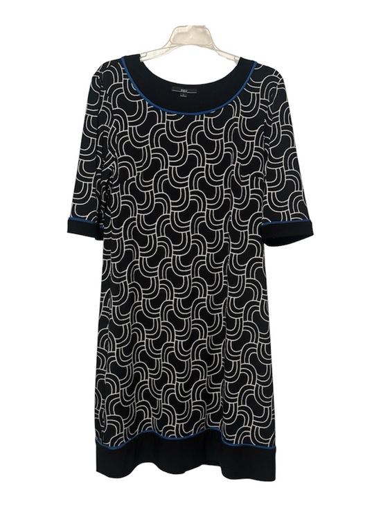 R&K Dresses & Skirts - R & K Black & White Geometric Shift Dress with Blue Trim Size Large 🌻